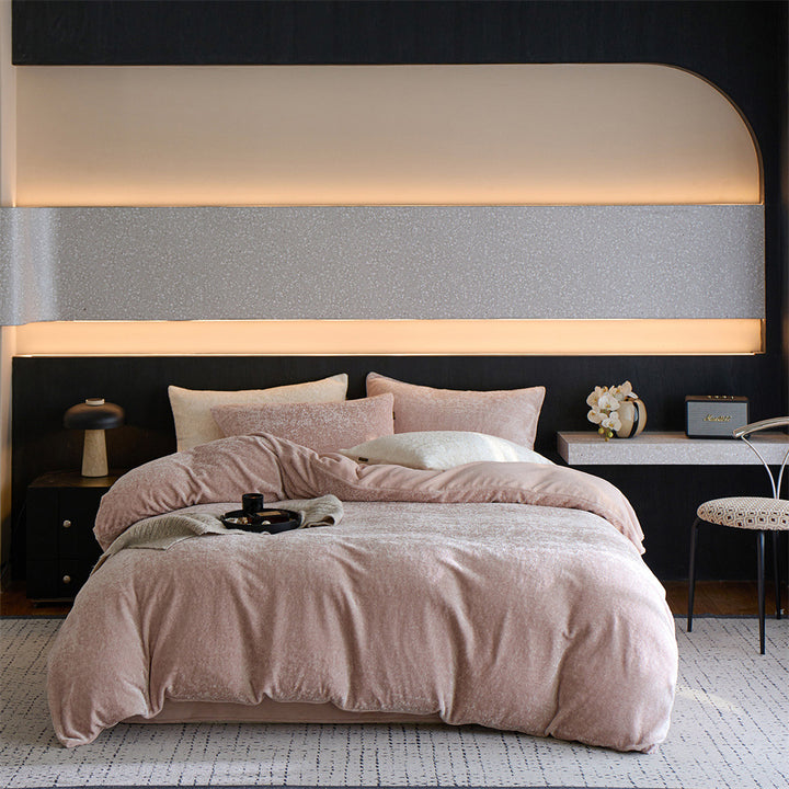 Cozy teddy fleece duvet cover set with plush surface