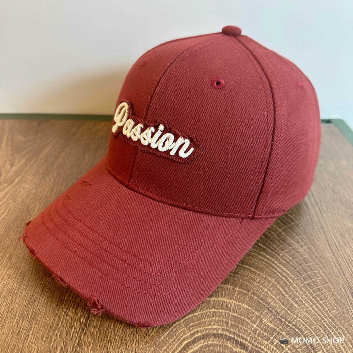 Women's Distressed Cotton Baseball Cap with Embroidered Quote Stornfield