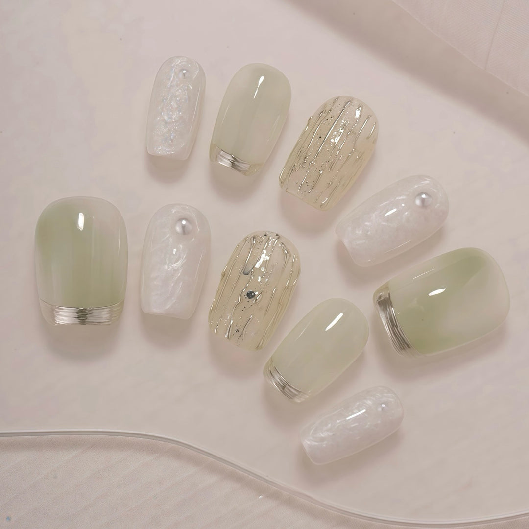 Elegant Textured Press-On Nail Art Set