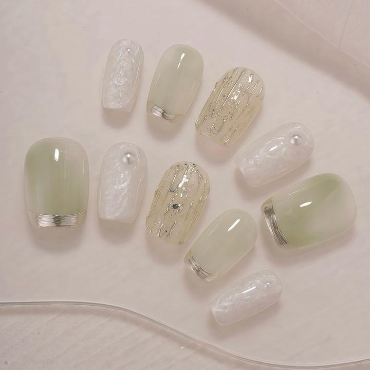 Elegant Textured Press-On Nail Art Set