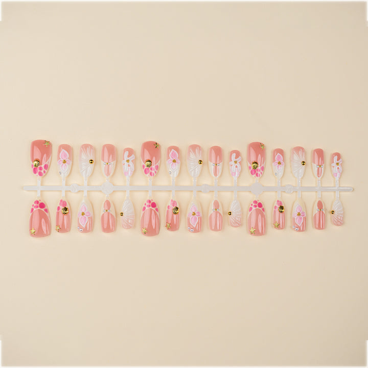 Decorative Floral Press-On Nail Art Set 1790738756