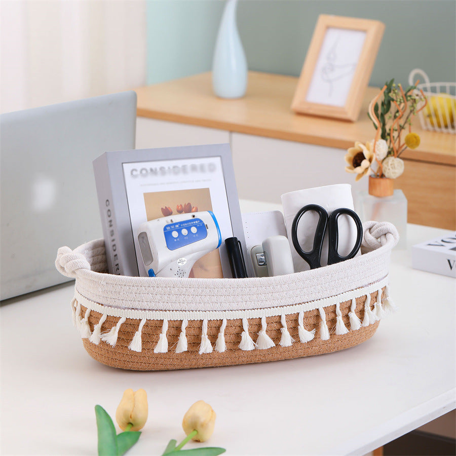 Women Decorative Storage Basket with Fringe Decoration Stornfield