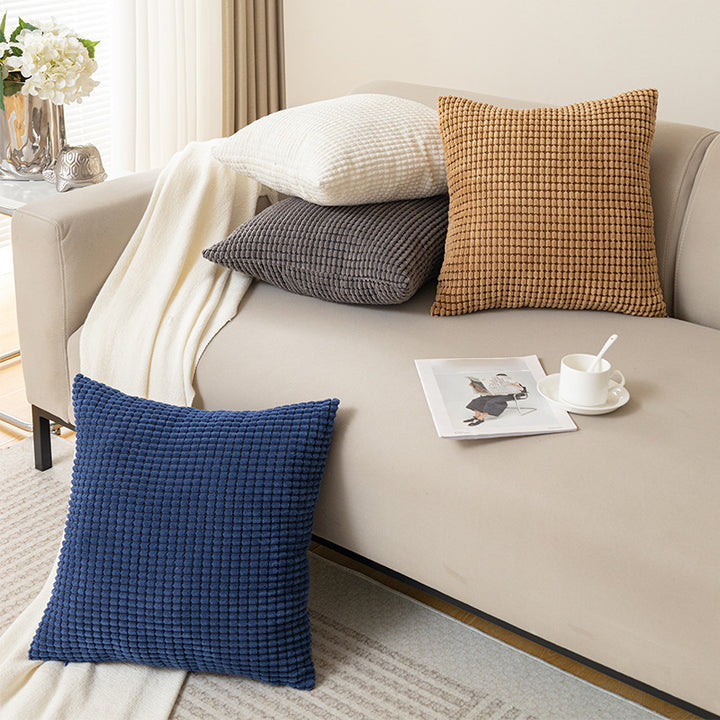 Plush Waffle-Texture Square Throw Pillow Cushion