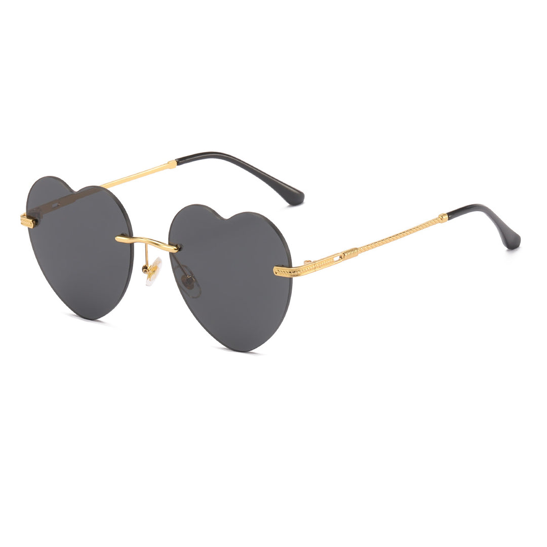 Women's Heart-Shaped Sunglasses with Mirrored Lenses and Gold Frame Stornfield