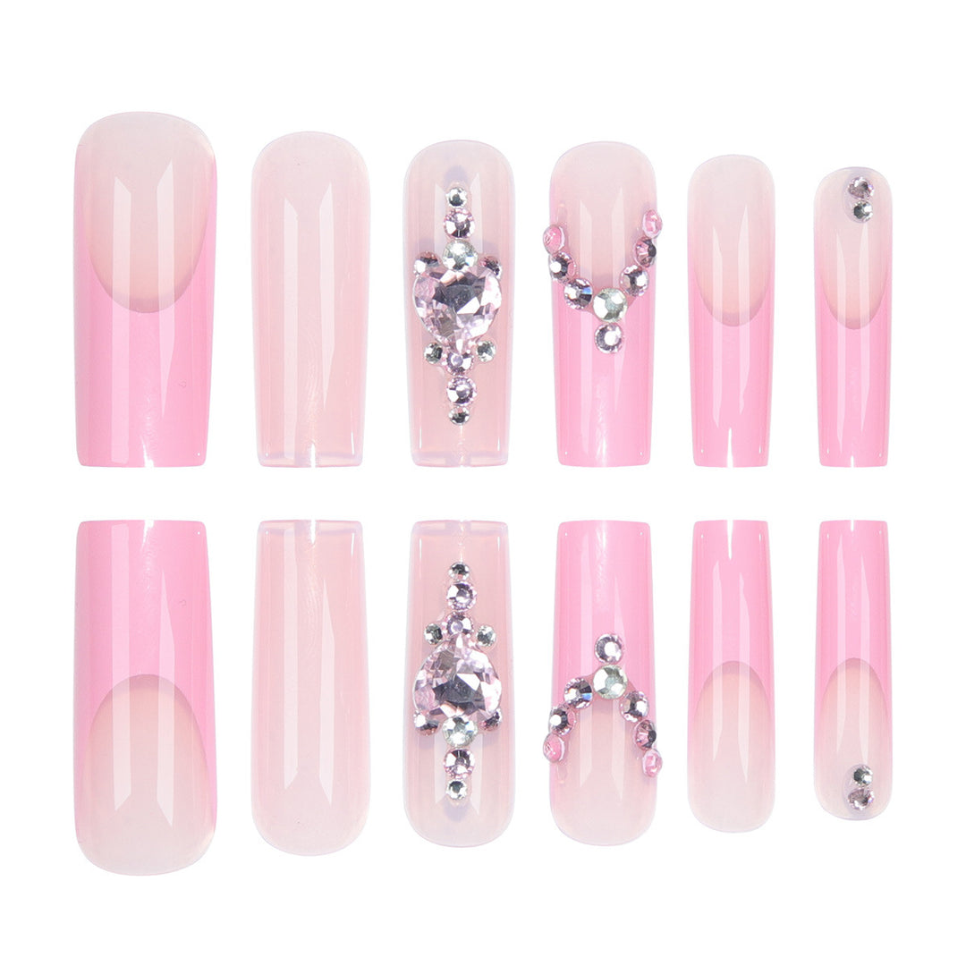 Glamorous Crystal-Embellished Long Press-On Nails Stornfield