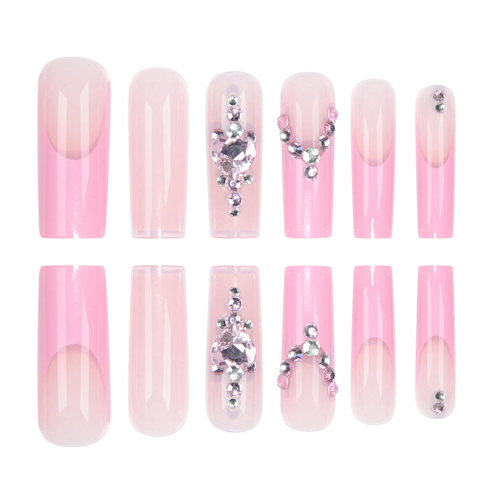 Glamorous Crystal-Embellished Long Press-On Nails Stornfield