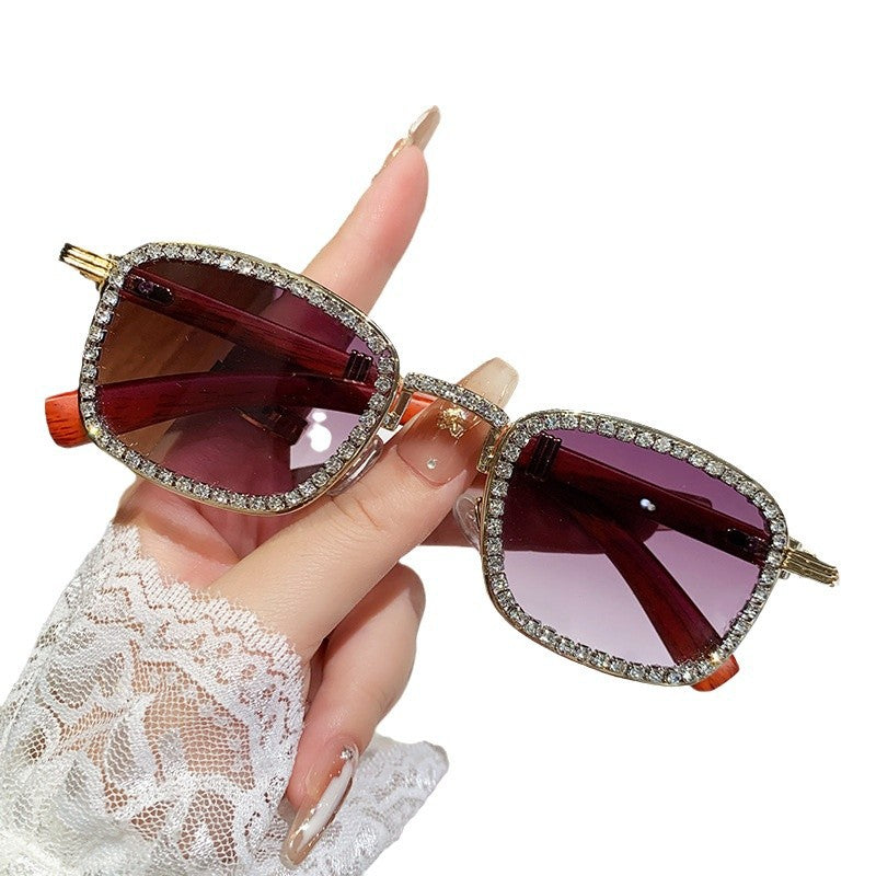 Women’s sunglasses with rhinestone-accented frame and modern wood design Stornfield