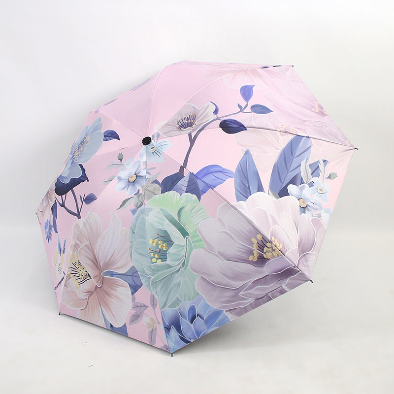 Ladies folding umbrella with artistic flower pattern Stornfield