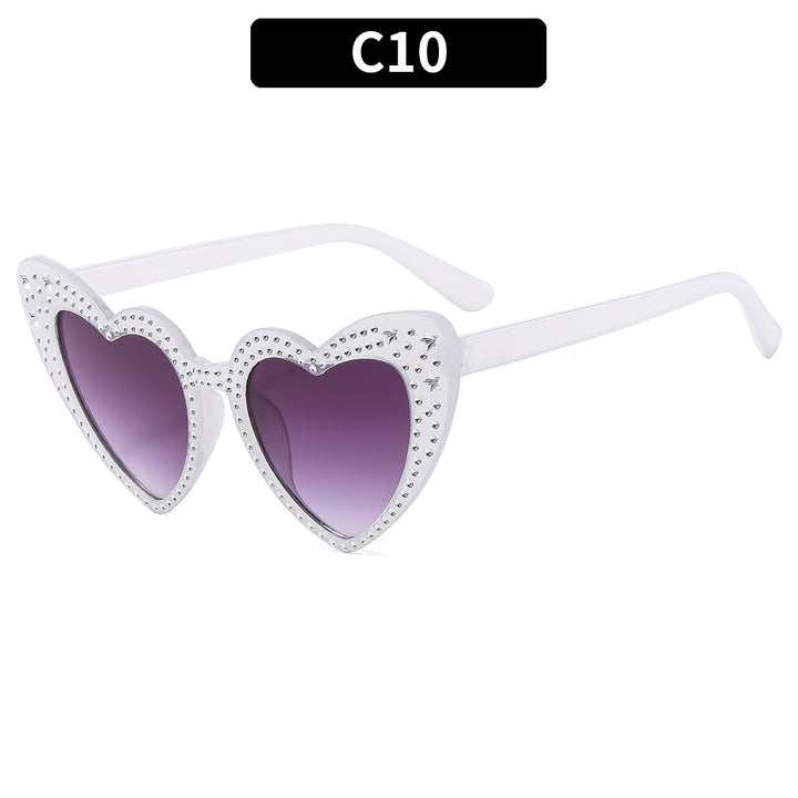 Heart-Shaped Rhinestone Embellished Sunglasses