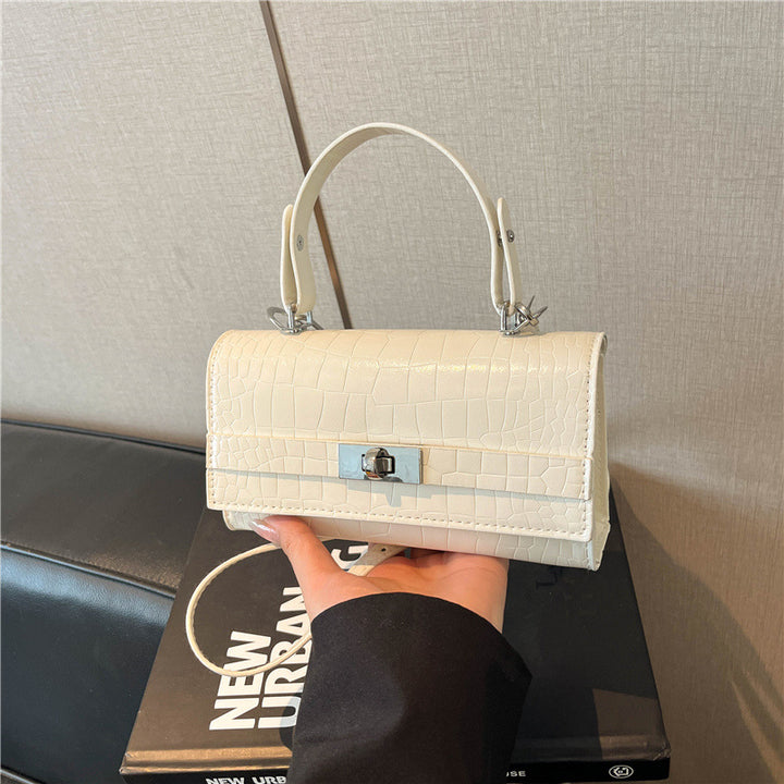Crocodile-Patterned Structured Handbag