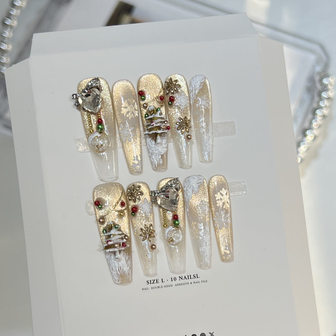 Festive Glamour Stiletto Press-On Nail Art Set Stornfield