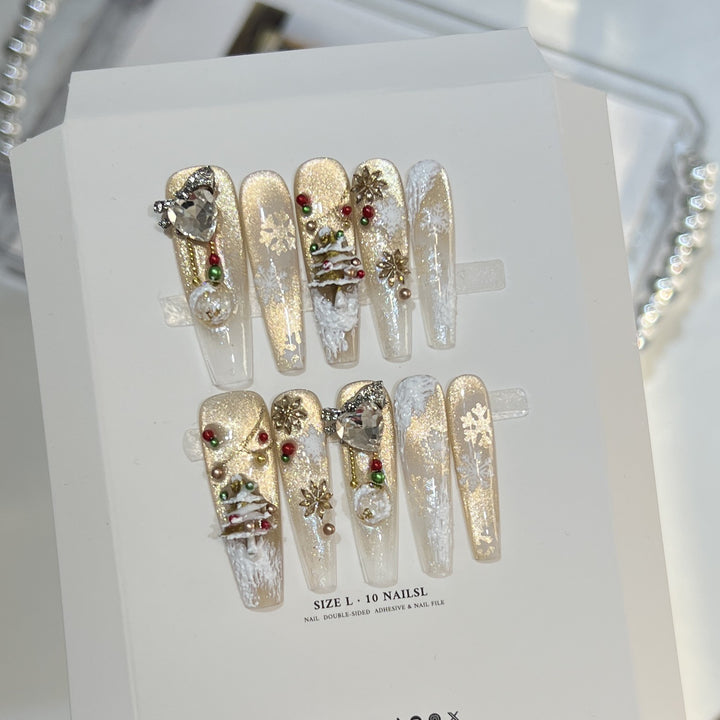 Festive Glamour Stiletto Press-On Nail Art Set Stornfield