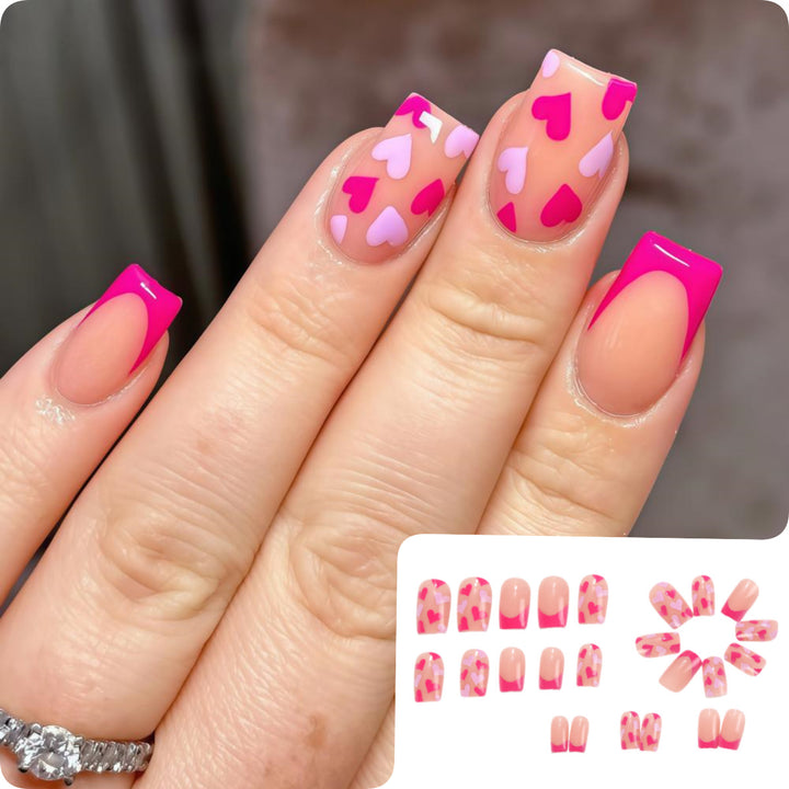 Artificial nails with romantic heart designs Stornfield