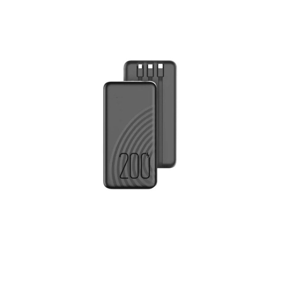 High-capacity wireless power bank with integrated retractable charging cables and LED battery indicators Stornfield