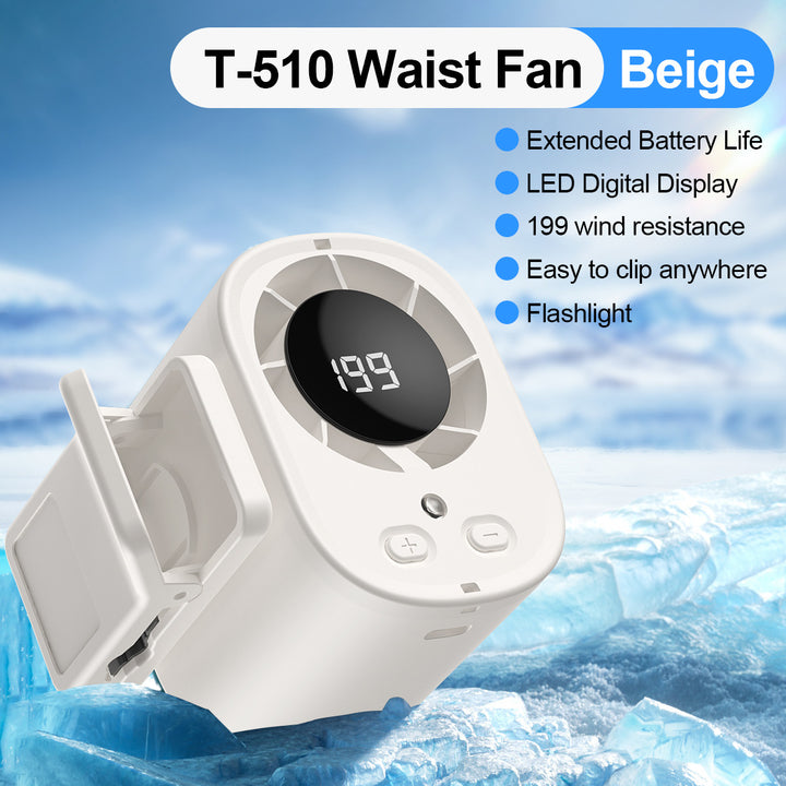 Unisex nan portable clip-on waist cooling fan with LED display Stornfield