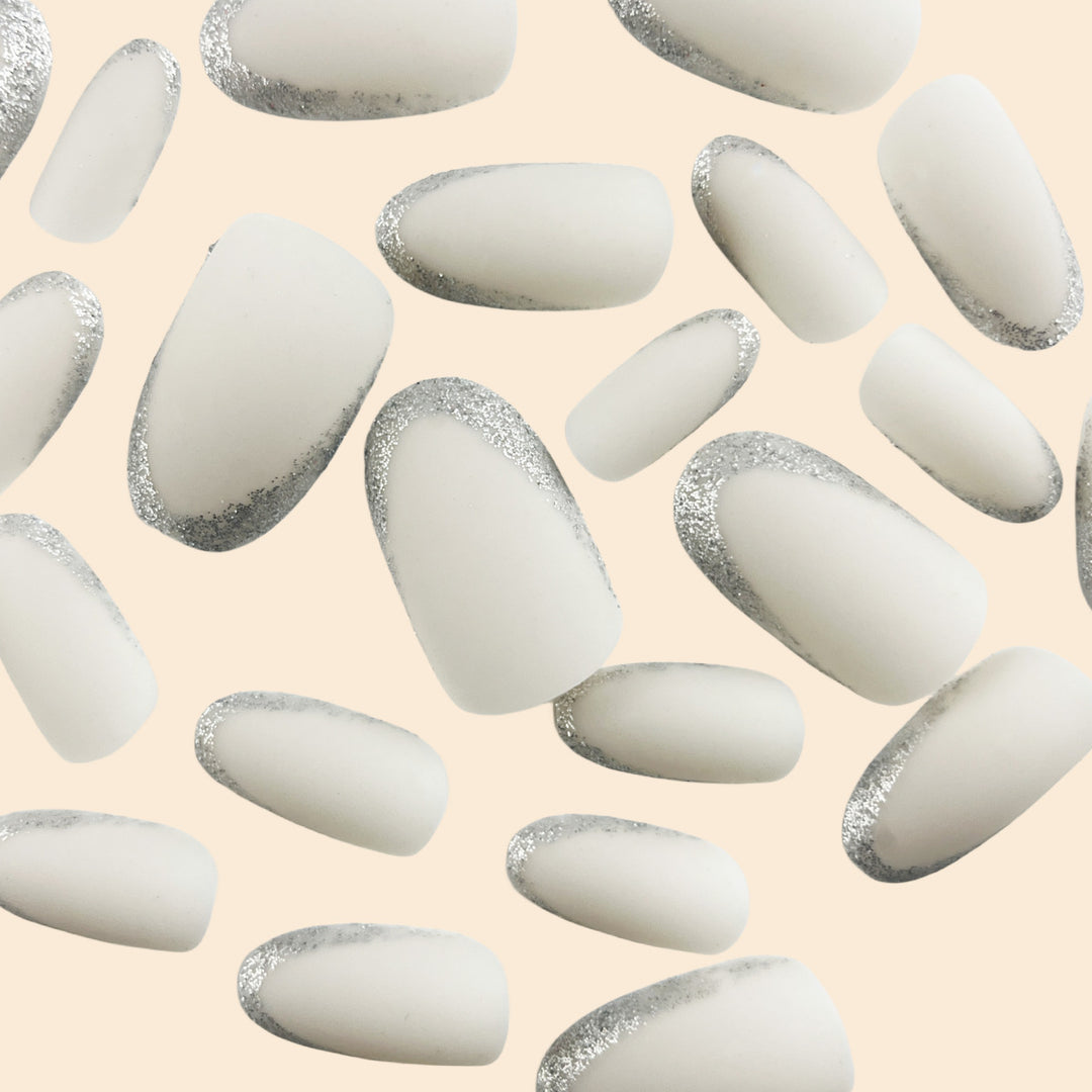 Elegant French Tip Glitter Nail Extensions Stornfield