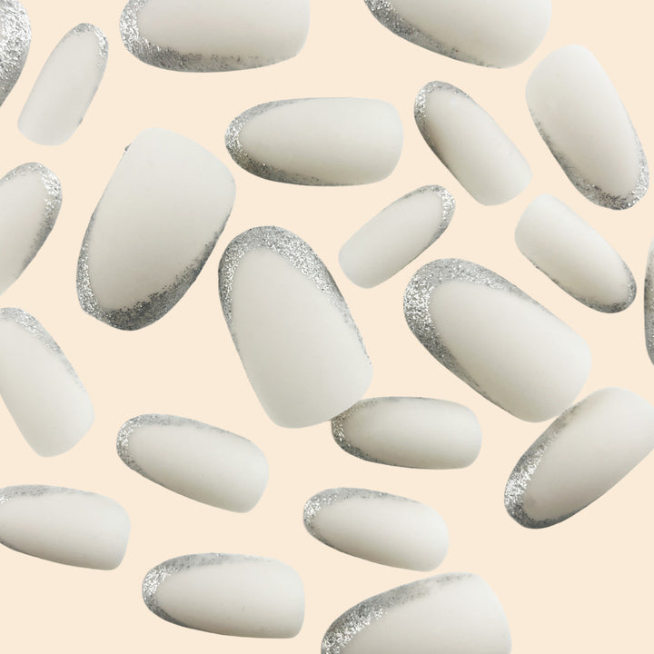 Elegant French Tip Glitter Nail Extensions Stornfield