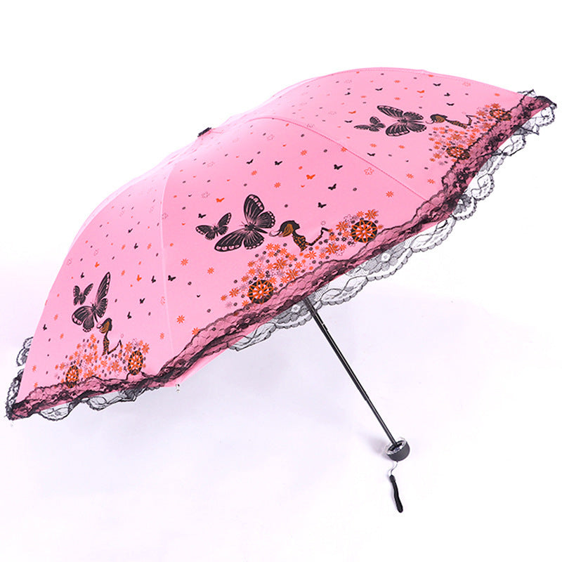 Women's sun umbrella with romantic butterfly design Stornfield
