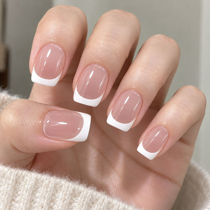 Elegant French Tip Acrylic Nail Set Stornfield
