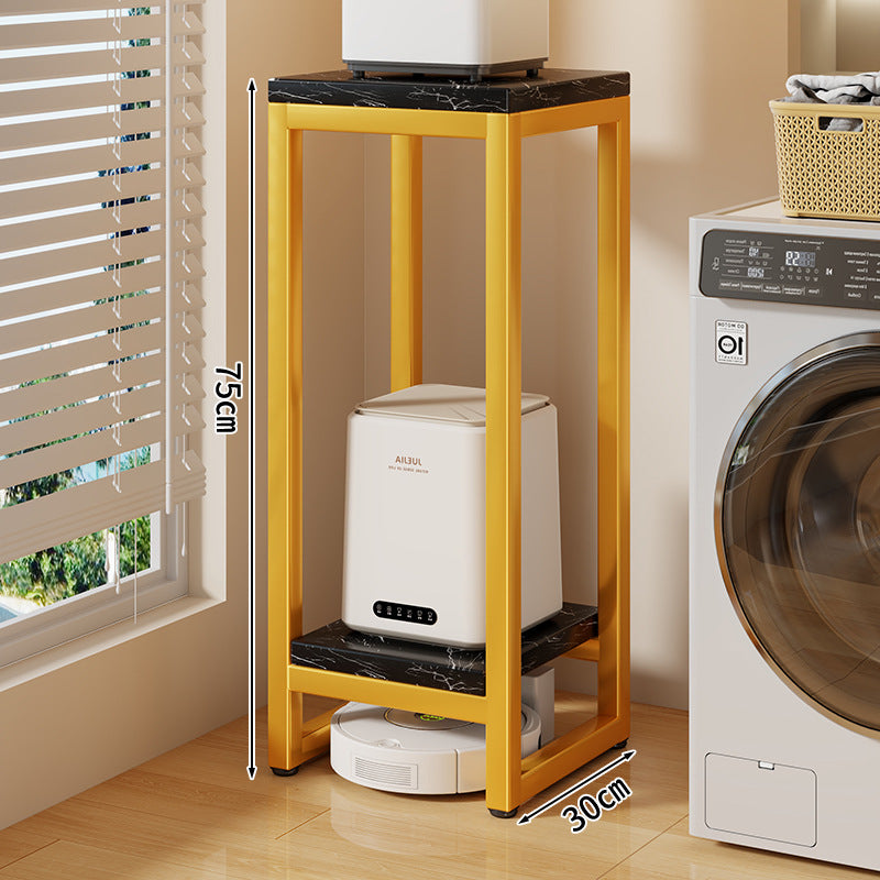 Narrow Two-Tier Metal Appliance Stand with Faux Marble Shelves