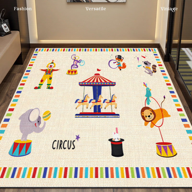 Children's Playful Circus-Themed Area Rug