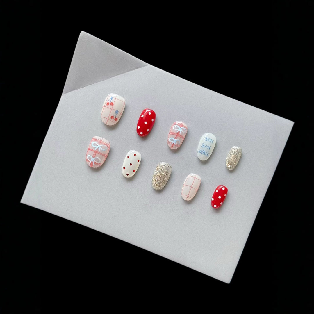 Decorative Press-On Nail Art Set with Elegant Themes