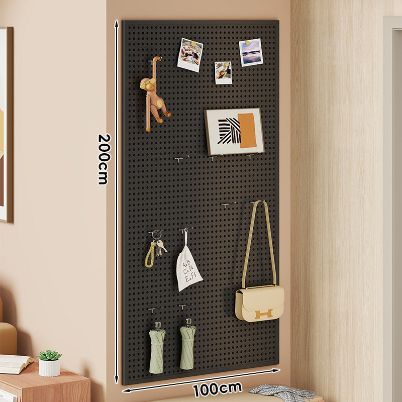 Large Vertical Perforated Wall Storage Panel with Adjustable Hooks and Accessory Mounts