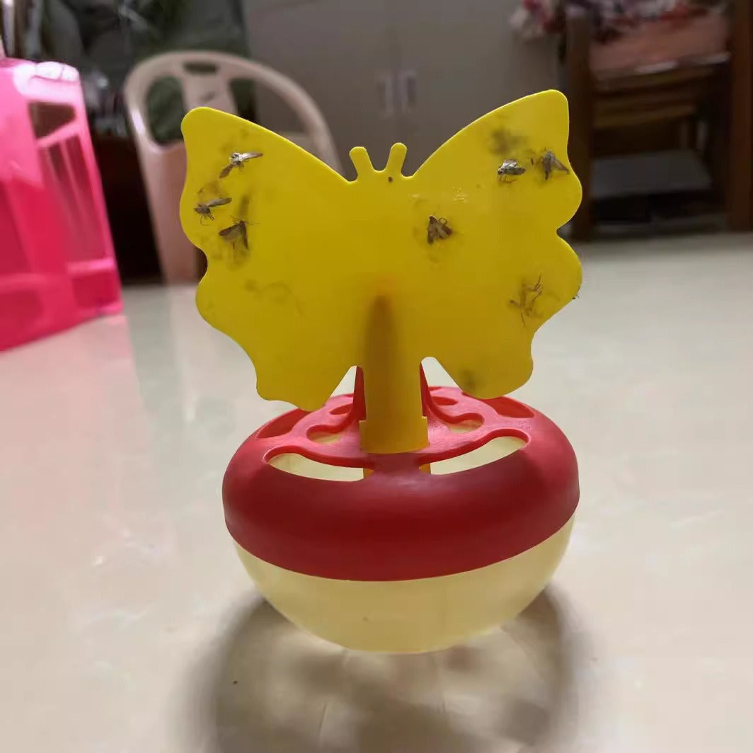 Butterfly-shaped sticky insect trap with refillable liquid reservoir and reusable base Stornfield