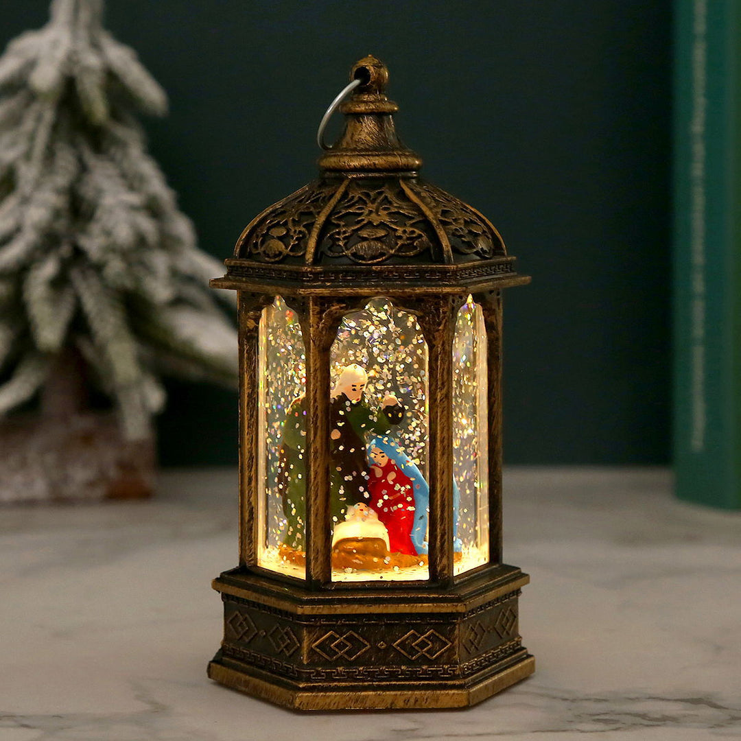 Nostalgic Christmas lantern with moving Santa Claus Stornfield