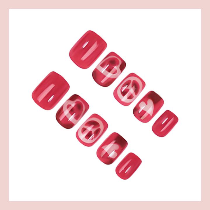 Acrylic nail set with elegant heart and pattern designs Stornfield