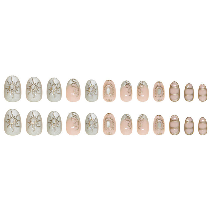 Artistic Sun-Embellished Press-On Nail Tips Stornfield