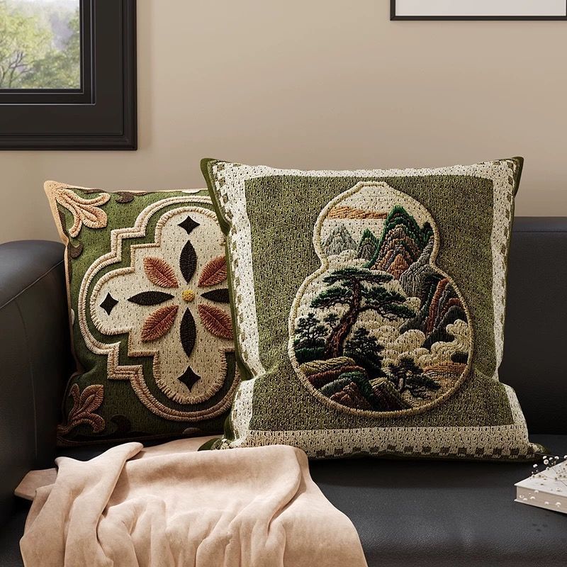 Decorative Floral Embroidered Throw Pillow