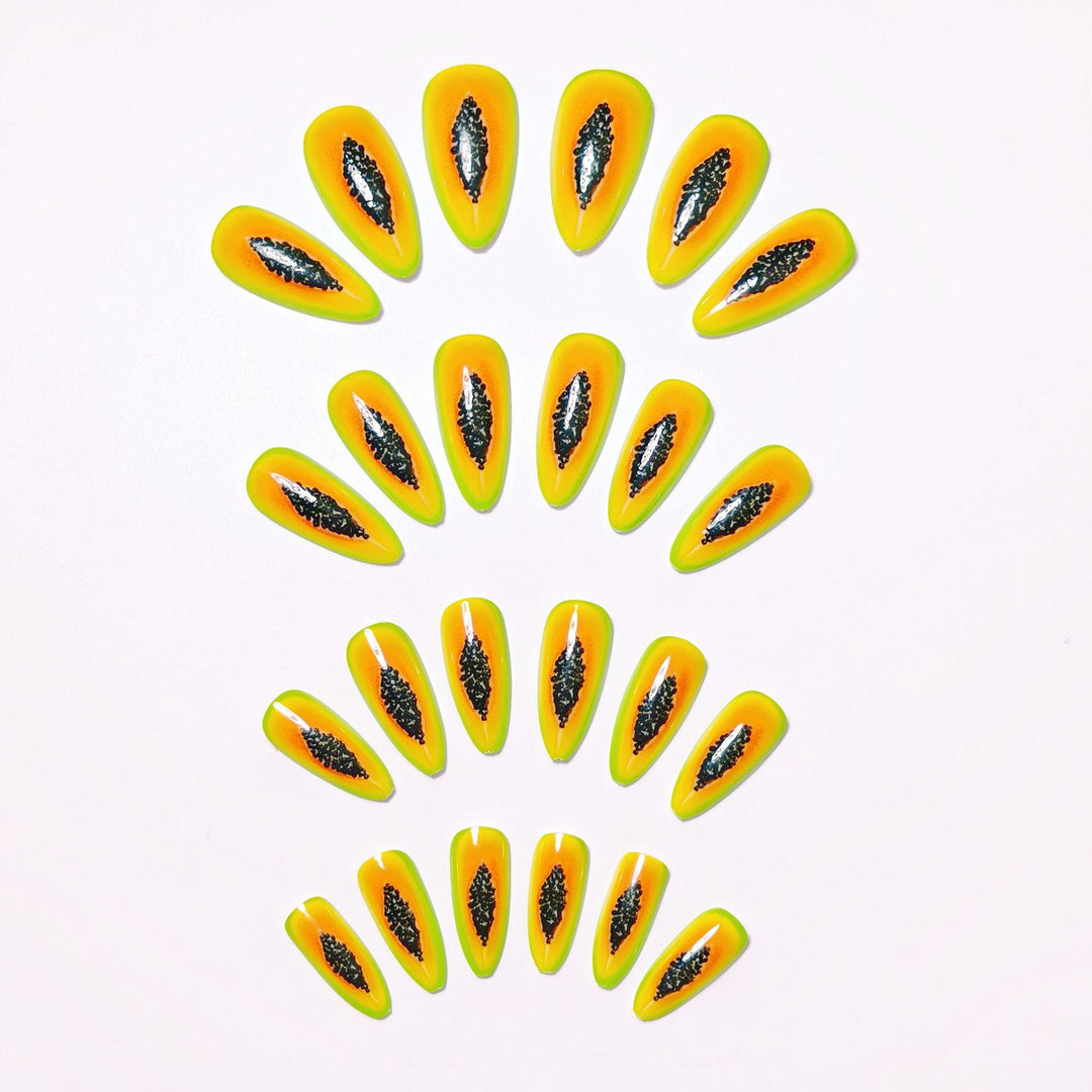 Artificial Nails in Exotic Papaya Design Stornfield