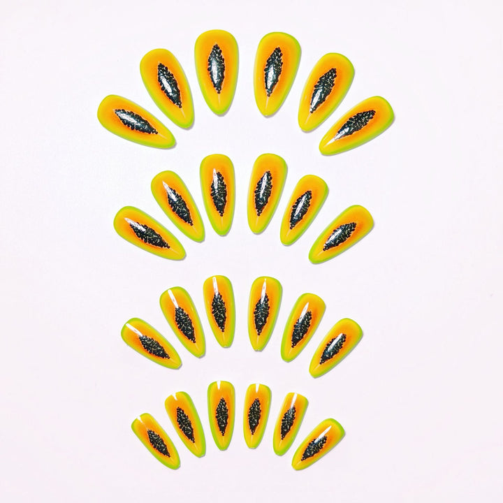 Artificial Nails in Exotic Papaya Design Stornfield