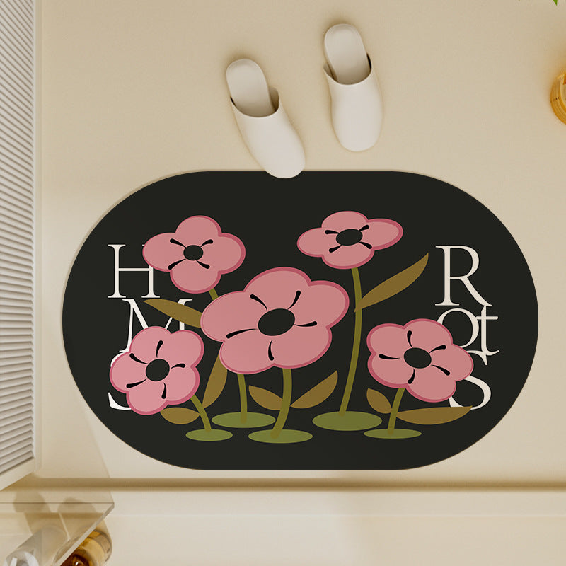 Floral Pattern Bath Mat for Bathroom