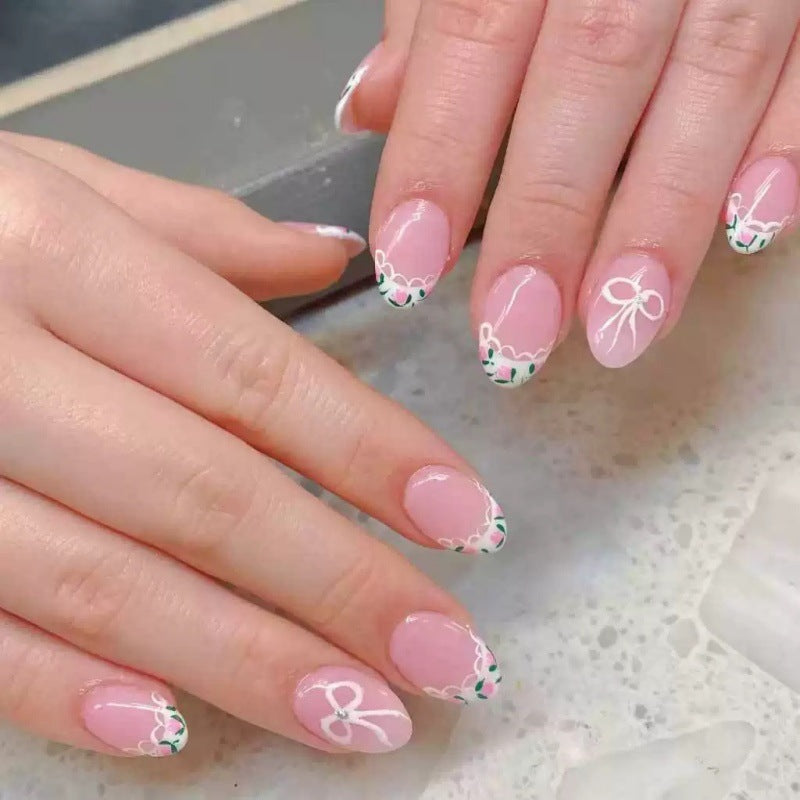 Artificial Nail Set with Elegant Bow Design Stornfield