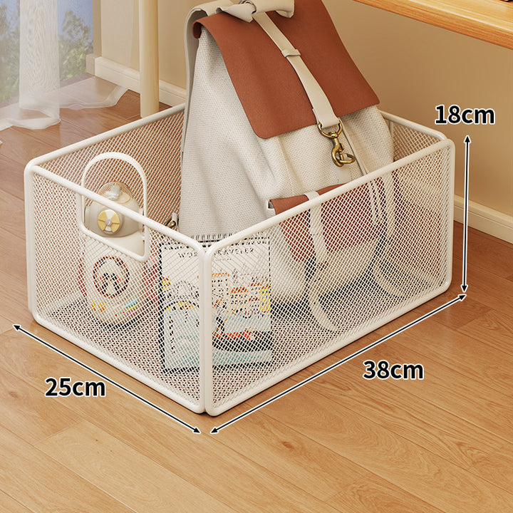 Rolling Mesh Under-Desk Storage Basket with Locking Casters and Ventilated Metal Sides