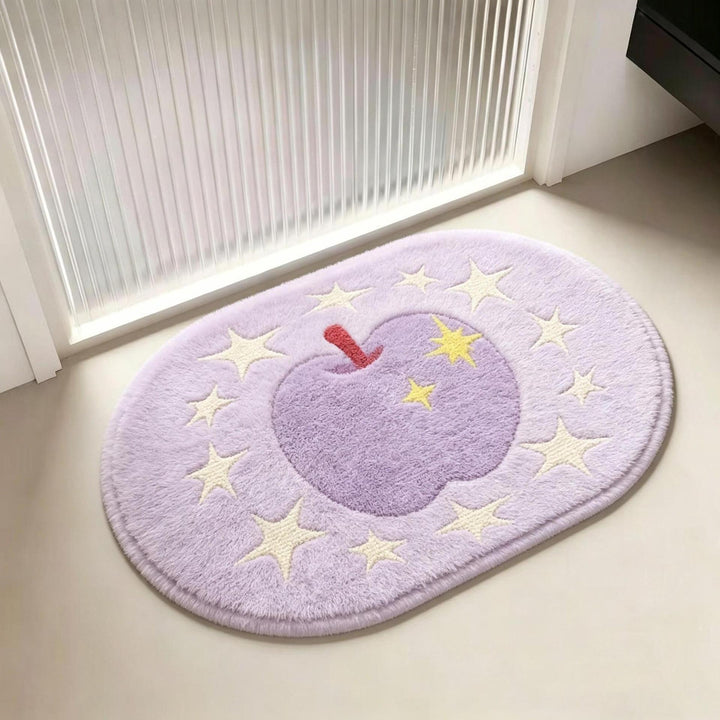 Apple-Themed Plush Bath Mat