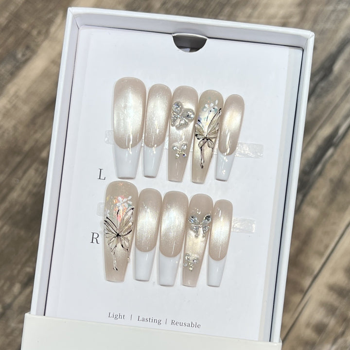 Elegant Stiletto Press-On Nail Set with Decorative Accents Stornfield
