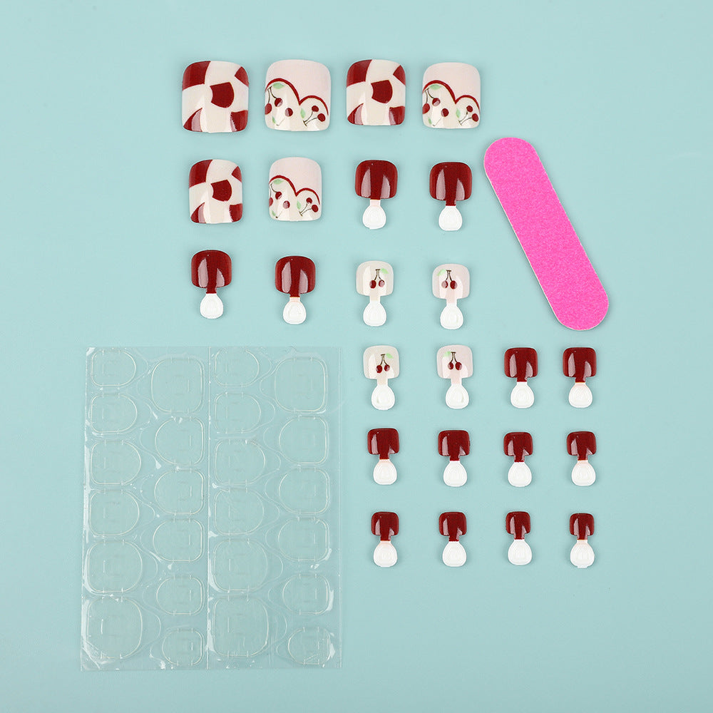 Artificial nails with fresh cherry design Stornfield