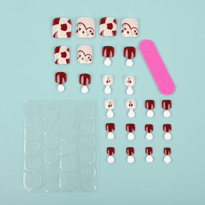Artificial nails with fresh cherry design Stornfield