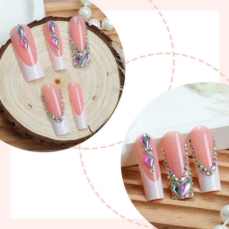 Decorative Press-On Nail Set with Gemstone Accents Stornfield
