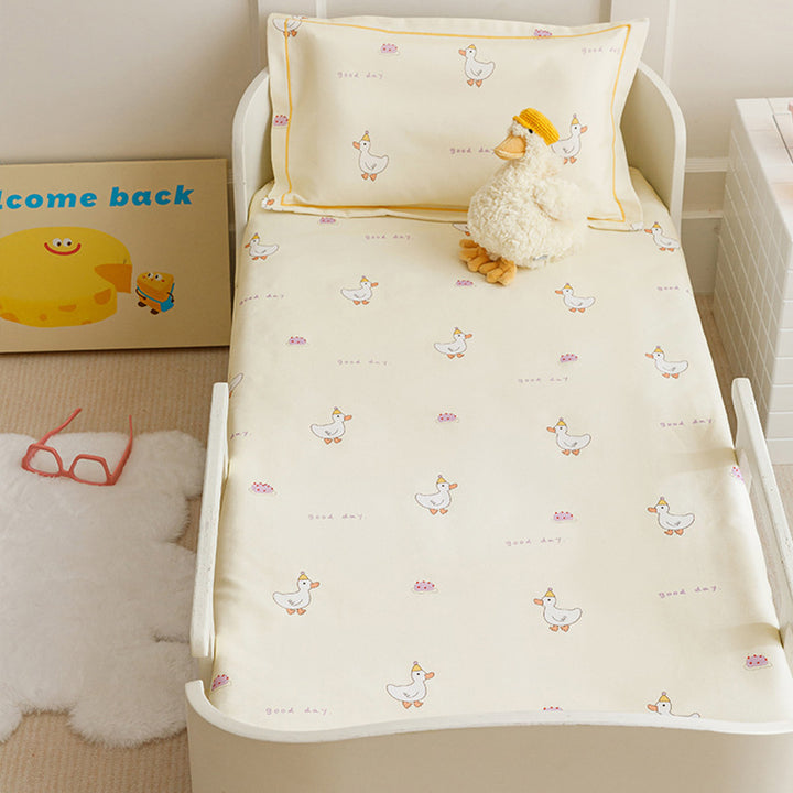 Toddler Breathable Cotton Percale Bunny Print Bed Linen Set