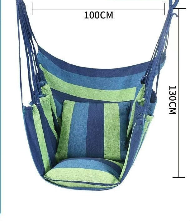Hanging hammock chair with reinforced cotton canvas and integrated arm pockets Stornfield
