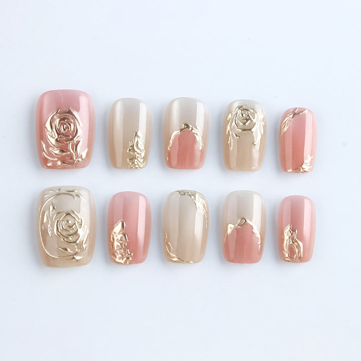 Elegant Floral Press-On Nail Art Set Stornfield