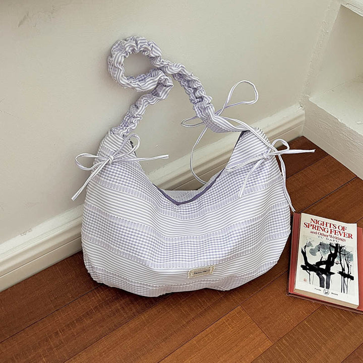 Ruffled Striped Shoulder Bag