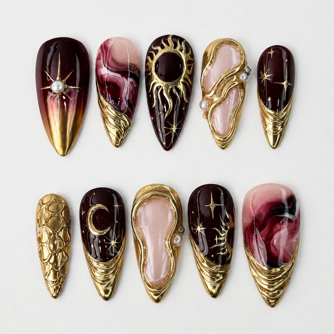 Acrylic Nail Set with Glamorous Designs Stornfield