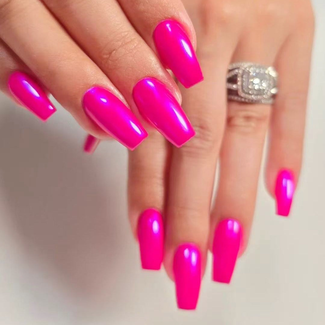 Artificial nail set with glossy finish and stylish elongated tips Stornfield