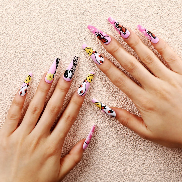 Artificial nails with colorful butterfly design Stornfield