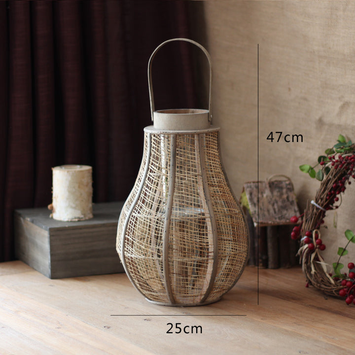 Rustic lantern made of braided natural material Stornfield